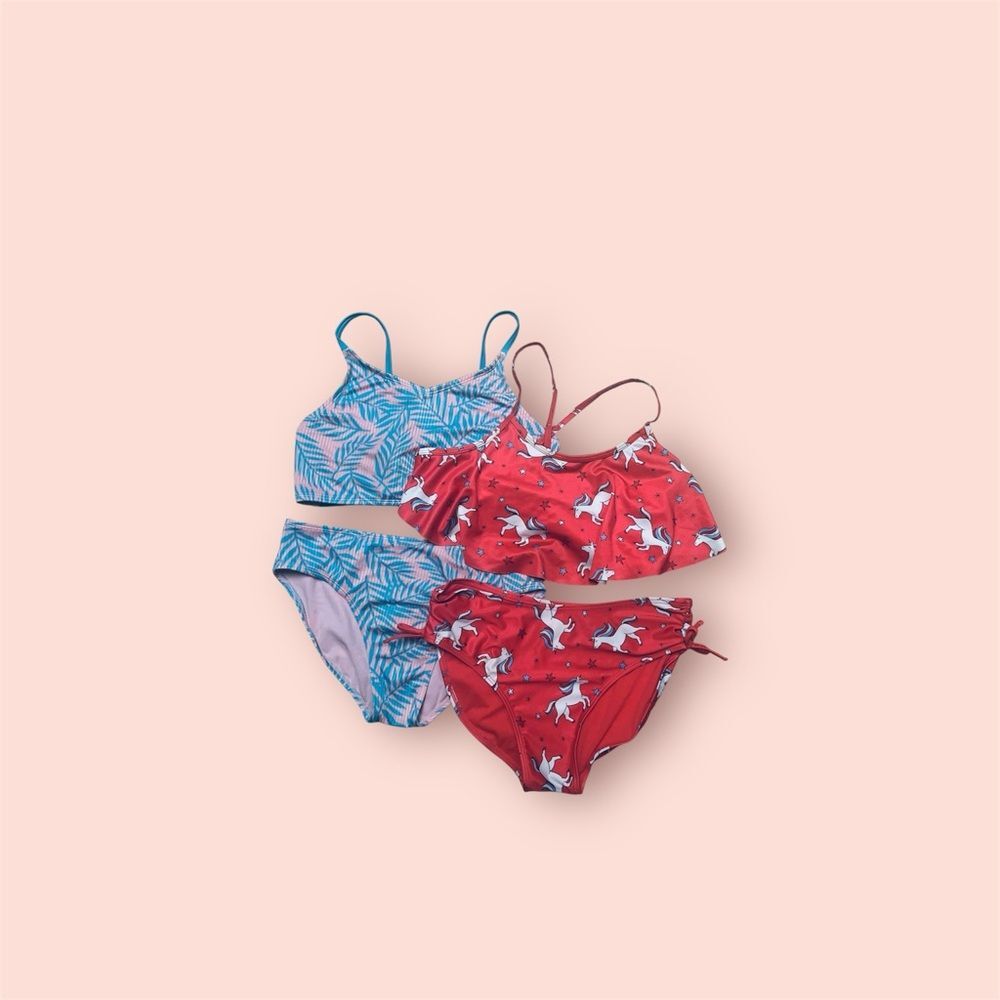 Lot Girls Swim Bikini Set Sz XXL (18) Cat & Jack Art Class